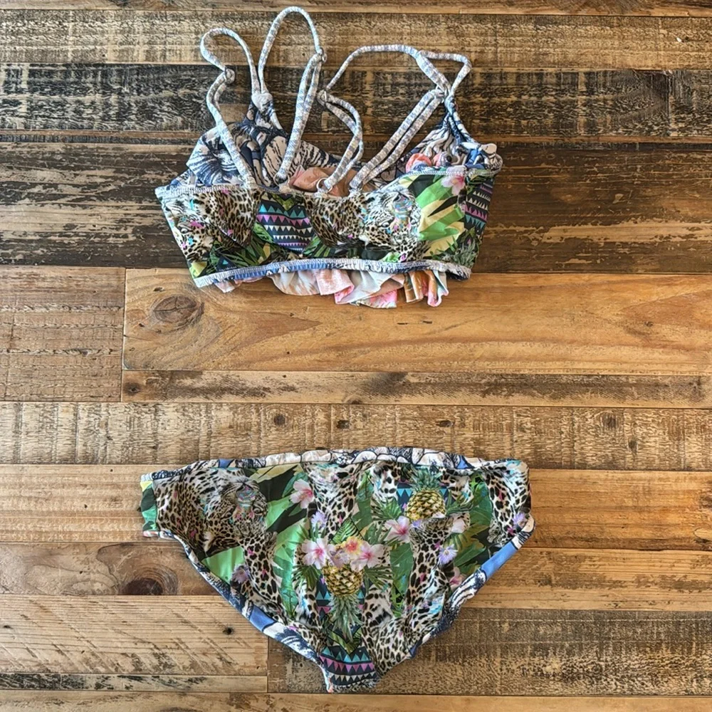 Maaji girls two piece reversible swim suit size 12 - Picture 4 of 7
